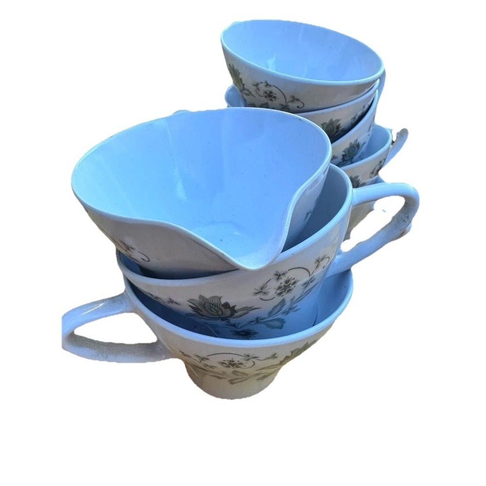 Vintage White Noritake Set of 11 Cups Creamer Green Floral Pattern Melamine - Picture 8 of 14